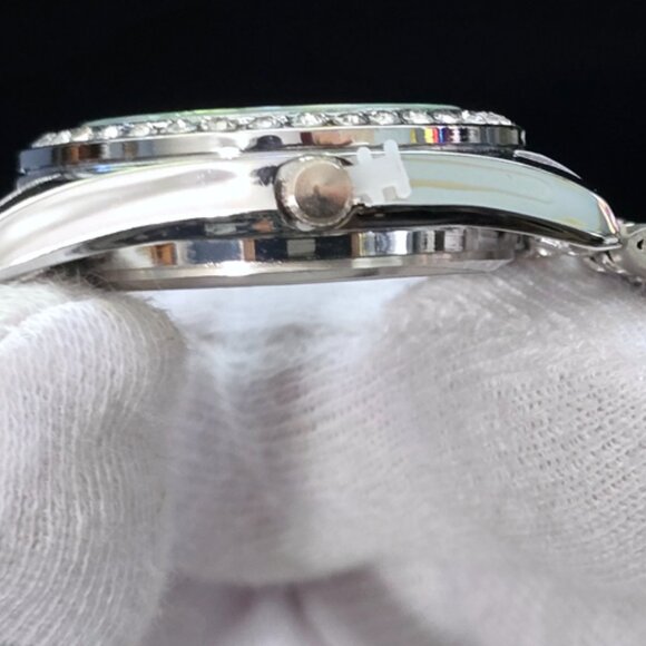 Casiru Ladies Rhinestone Bezel w/Pink Shell Dial Quartz Watch Stainless Bracelet - Picture 6 of 11